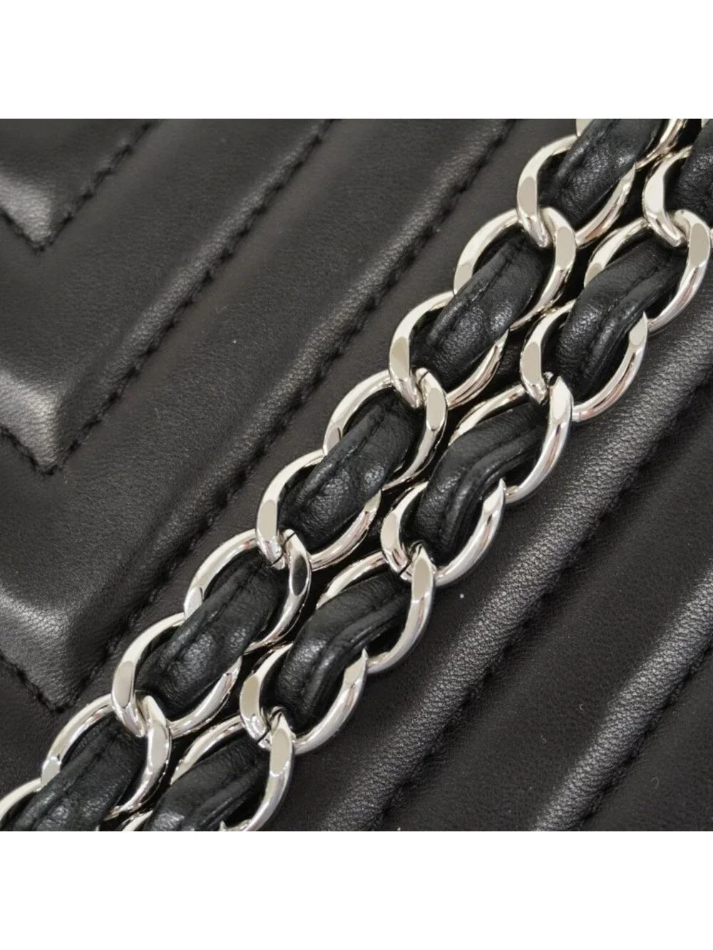 Chanel Shoulder Bag Chez Blanc Lambskin Black Silver